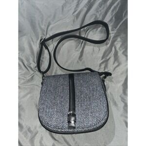 Glen Appin Harris Tweed wool vegan leather Strap saddle crossbody bag